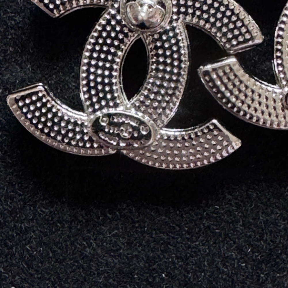 Chanel Silver Interlocking Cc Logo Stud Earrings - image 2